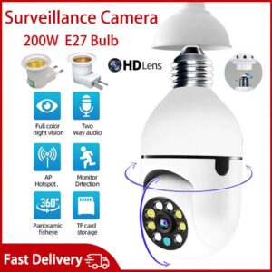 E27 200W 5G Bulb Surveillance Camera Night Vision Full Color Zoom Indoor Security Monitor Wifi Camera